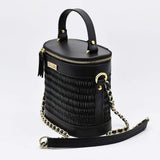 Sac à main carré en cuir et jonc rouge I Tendance portugaise Sac en cuir et jonc 20cm - Noir