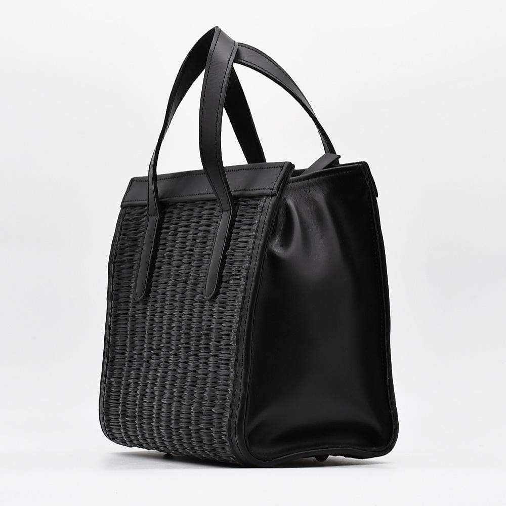 Sac à main en cuir et jonc noir I Tendance portugaise I Vente en ligne Sac en cuir et jonc 26cm - Noir