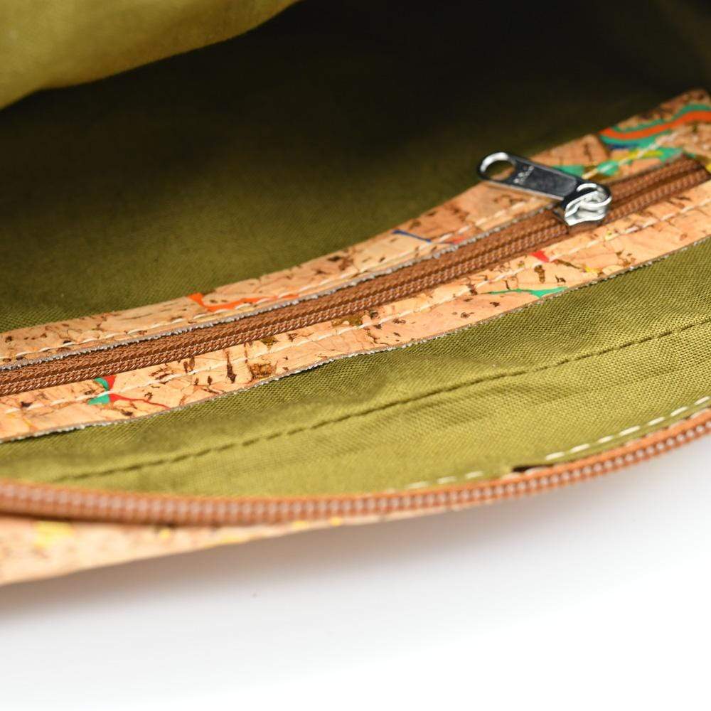 Cork clutch bag with shoulder strap