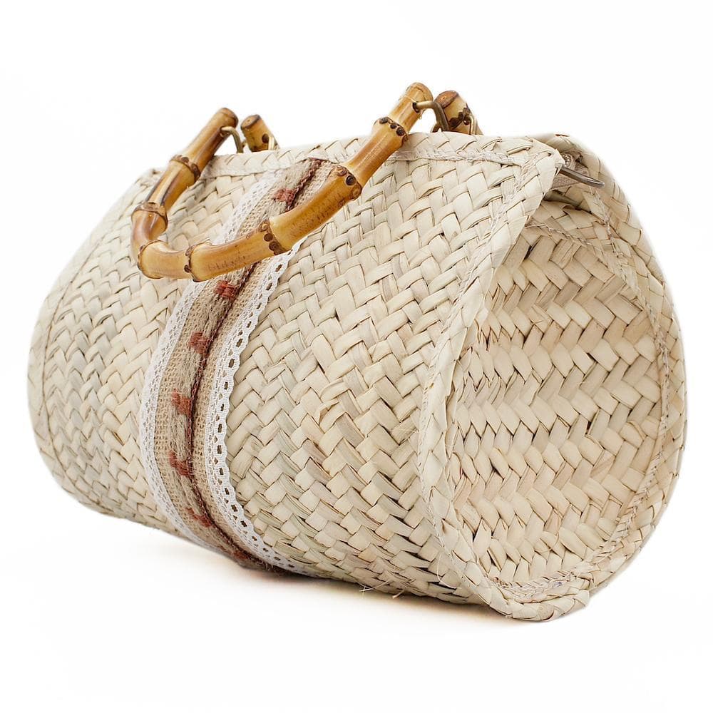 Braided straw handbag
