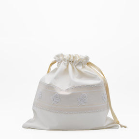 Sac à pain en lin brodé blanc
