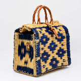 Reed Shopping Bag - 30cm - Blue & Natural
