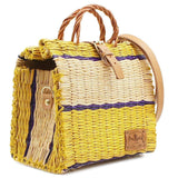 Sac cabas en jonc 26cm - Jaune & Naturel