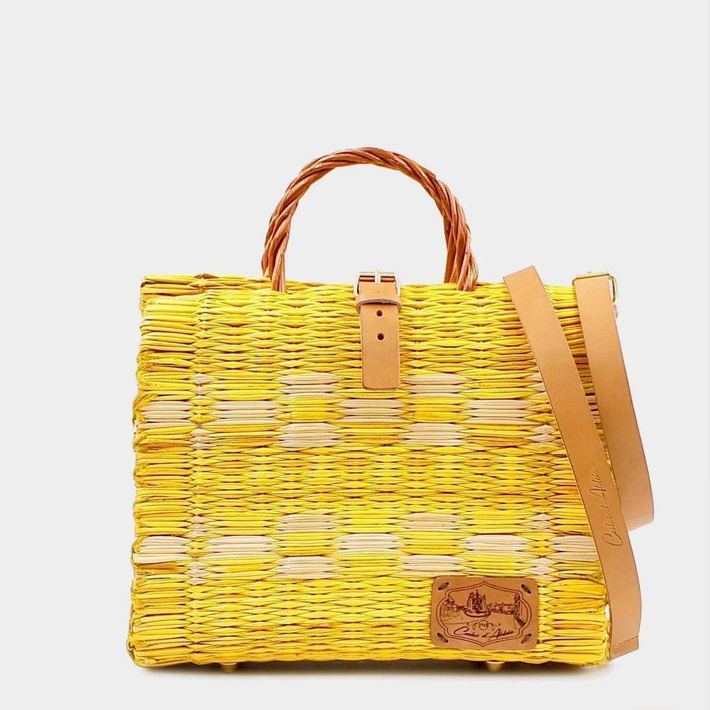 Sac cabas en jonc I Jaune I Boutique Luisa Paixao Sac cabas en jonc 26cm - Jaune & Blanc