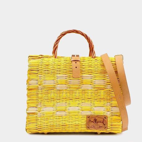 Sac cabas en jonc I Jaune I Boutique Luisa Paixao Sac cabas en jonc 26cm - Jaune & Blanc