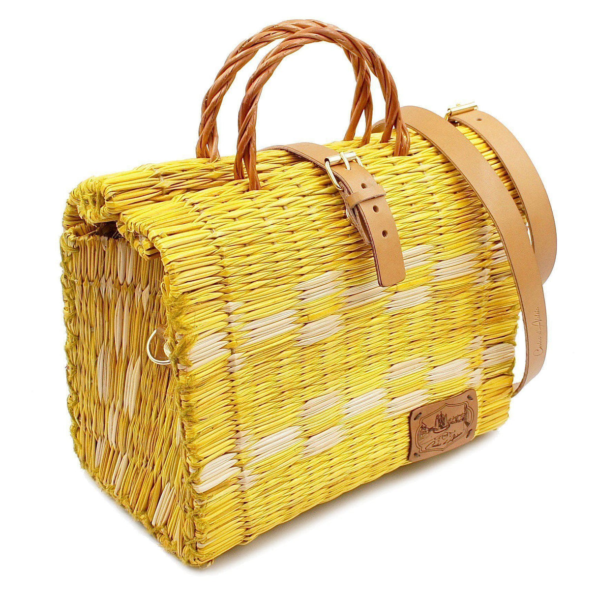 Reed Shopping Bag - 26cm - Yellow & White