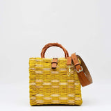 Reed Shopping Bag - 18cm - Yellow & natural