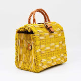 Reed Shopping Bag - 18cm - Yellow & natural