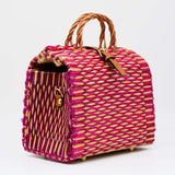 Reed Shopping Bag - 26cm - Pink & natural