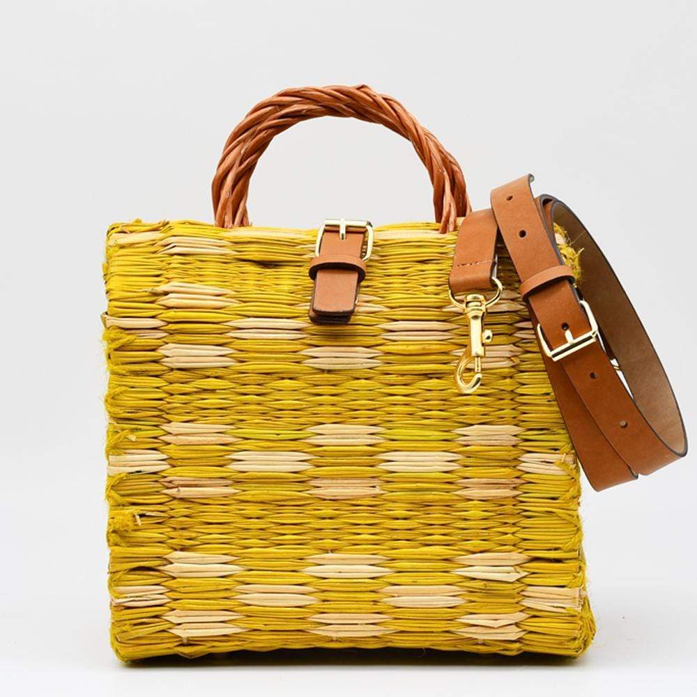Reed Shopping Bag 10.2'' - Yellow & Natural