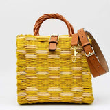 Reed Shopping Bag 10.2'' - Yellow & Natural