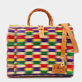 Sac cabas en jonc multicolore 30cm I Produit portugais Sac cabas en jonc 30cm - Multicolore
