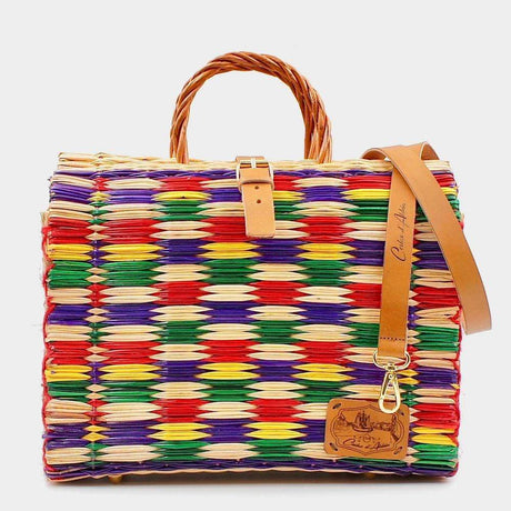 Sac cabas en jonc multicolore 30cm I Produit portugais Sac cabas en jonc 30cm - Multicolore
