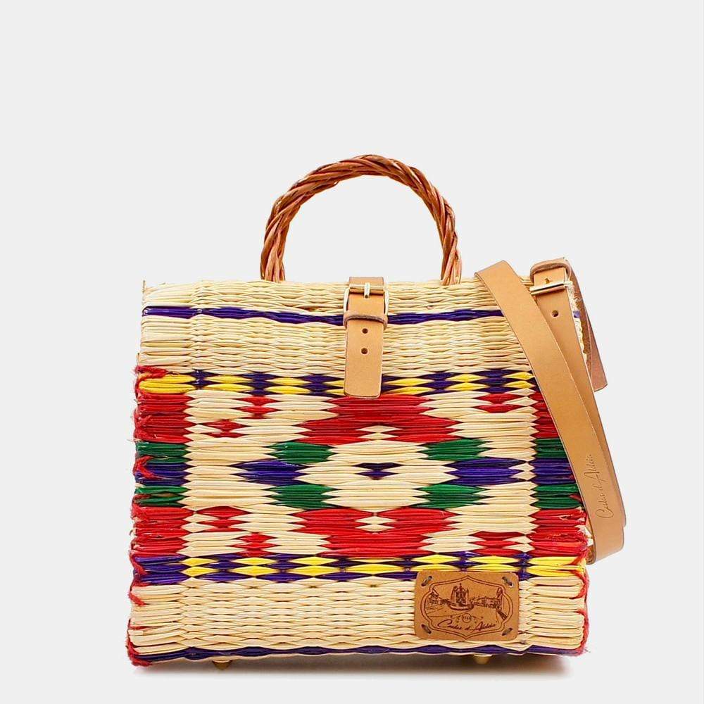 Sac cabas en jonc 26cm - Multicolore