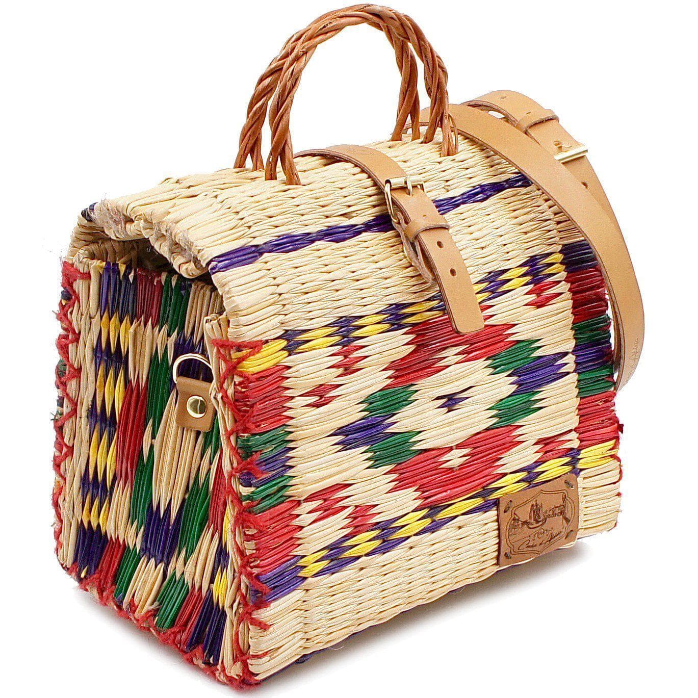 Sac cabas en jonc 26cm - Multicolore