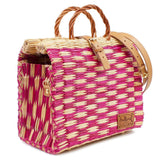 Reed Shopping Bag - 30cm - Pink & Natural