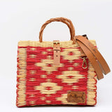 Reed Shopping Bag - 26cm - Red & Natural