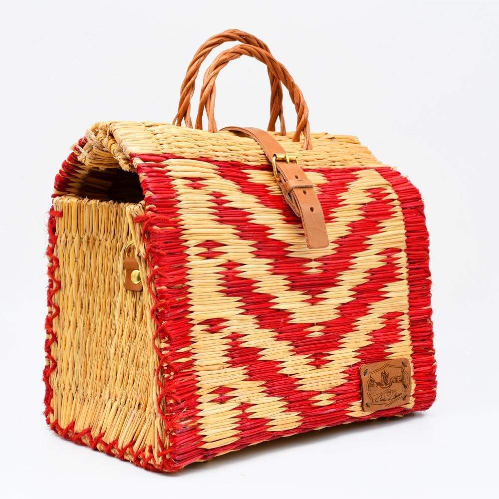 Reed Shopping Bag - 30cm - Red & Natural