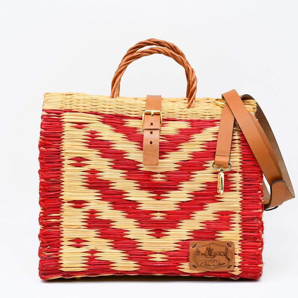 Reed Shopping Bag - 30cm - Red & Natural