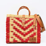 Reed Shopping Bag - 30cm - Red & Natural