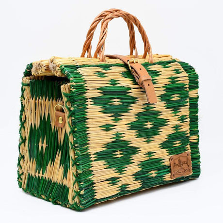 Reed Shopping Bag - 30cm - Green & Natural
