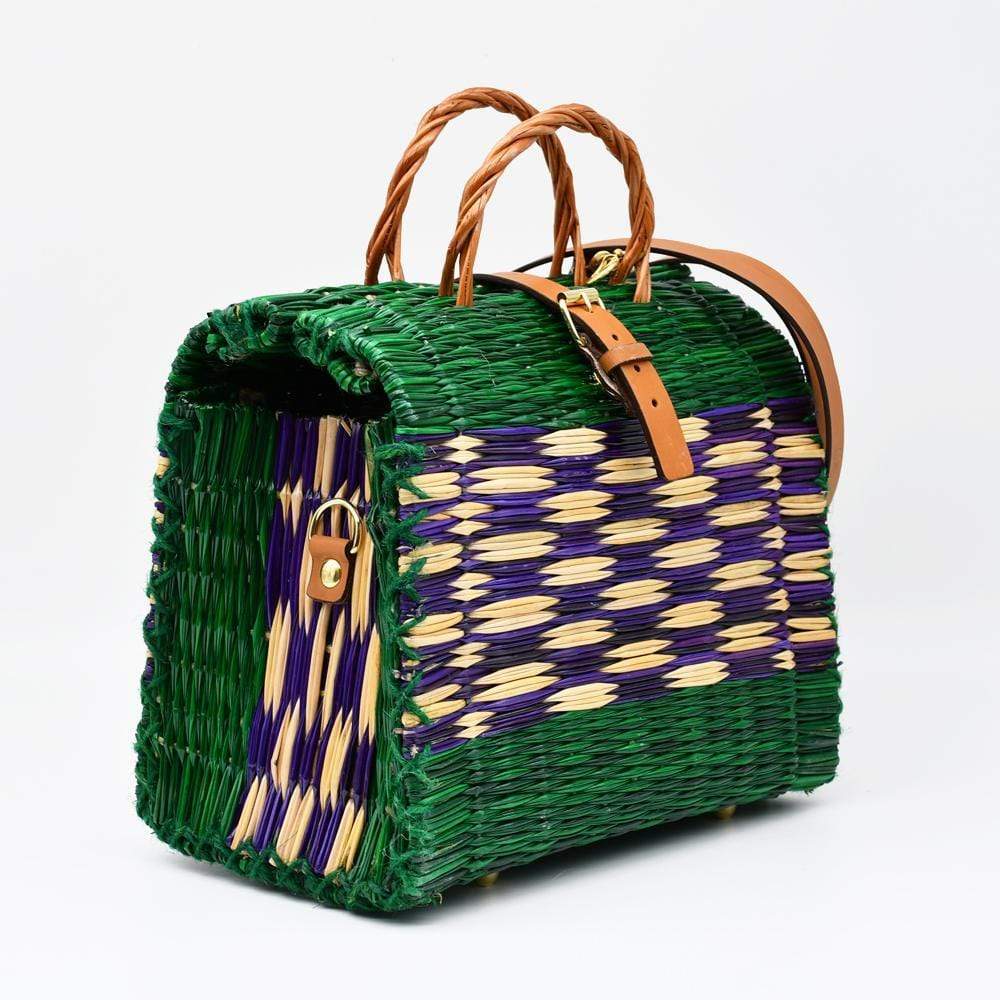 Reed Shopping bag - 26cm - Green & Purple