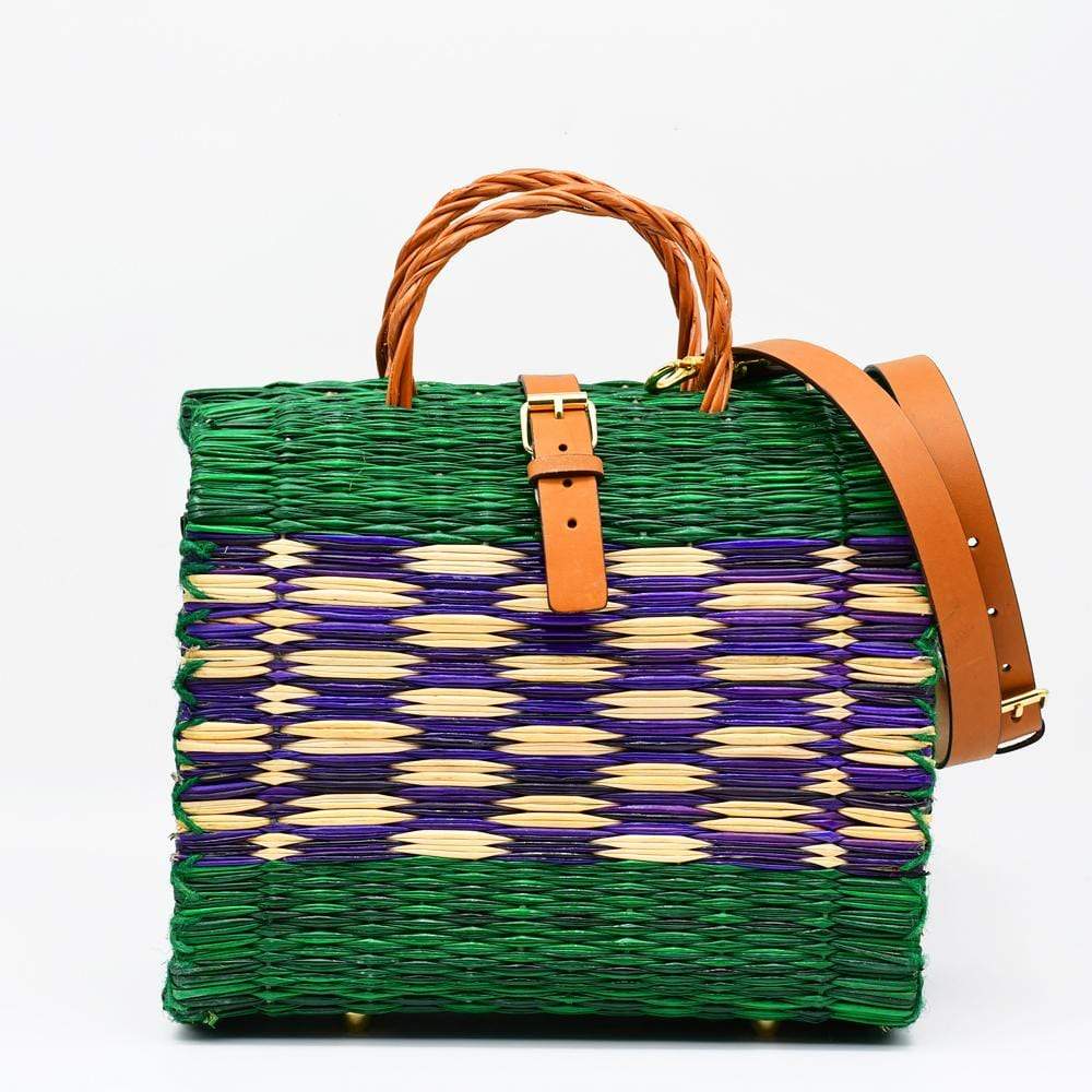 Reed Shopping bag - 26cm - Green & Purple