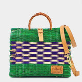 Reed Shopping Bag - 30cm - Green & Purple