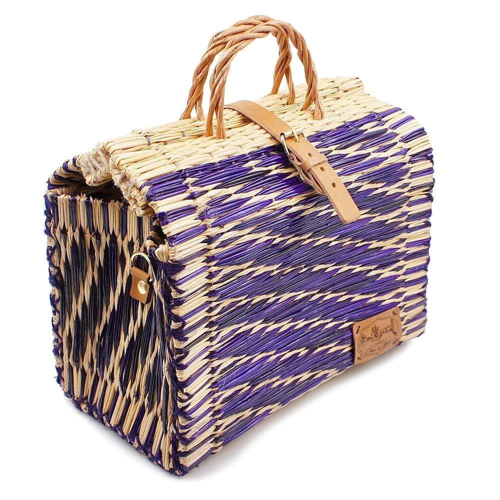 Reed Shopping Bag - 30cm - Purple & Natural