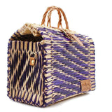 Reed Shopping Bag - 30cm - Purple & Natural