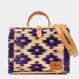 Reed Shopping Bag - 30cm - Purple & Natural