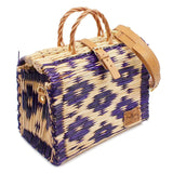 Reed Shopping Bag - 30cm - Purple & Natural