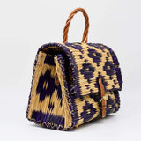 Reed Stachel Bag - 30cm - Purple & natural