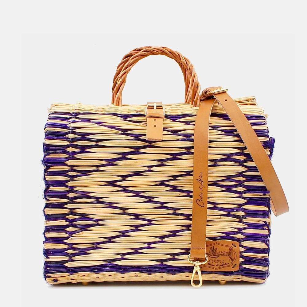 Reed Shopping Bag - 30cm - Purple & Natural