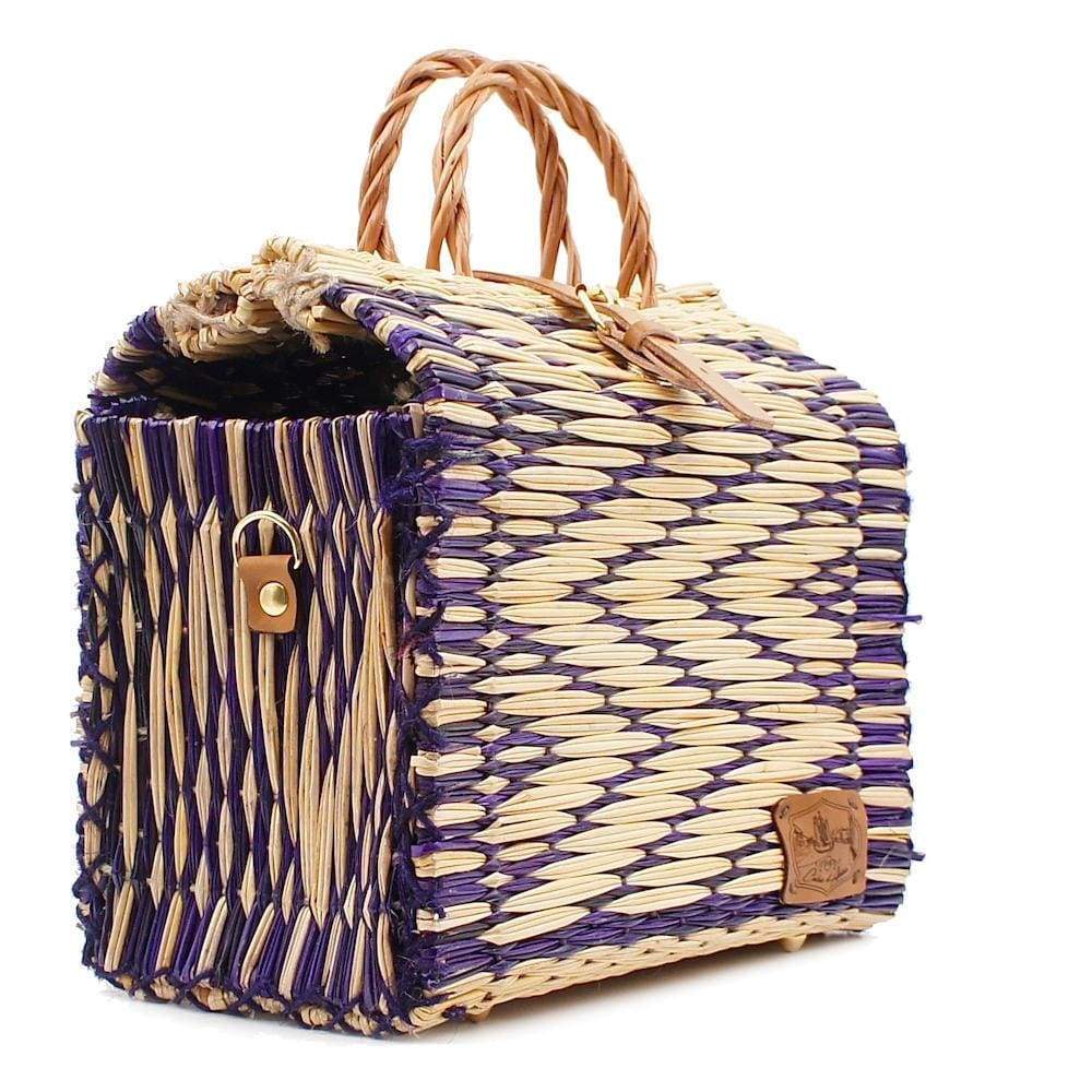 Reed Shopping Bag - 30cm - Purple & Natural