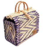 Reed Shopping Bag - 30cm - Purple & Natural