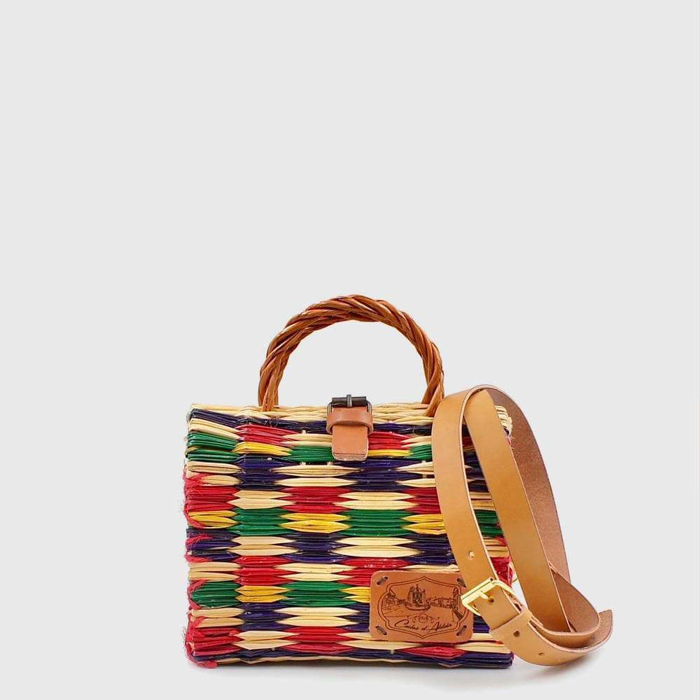Sac cabas en jonc 18cm - Multicolore