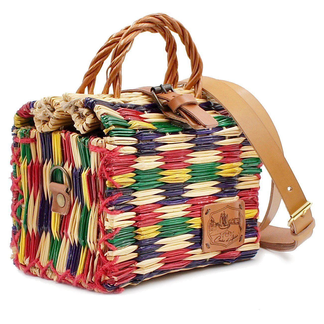 Sac cabas en jonc 18cm - Multicolore
