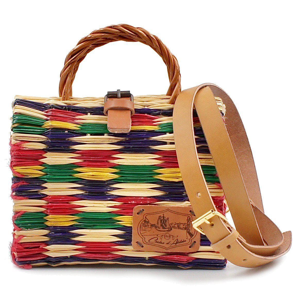 Sac cabas en jonc 18cm - Multicolore