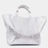 Embossed cork Shopping Bag - Silver