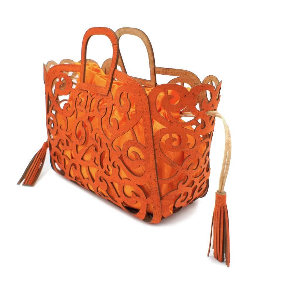 Cork Basket Bag - Orange