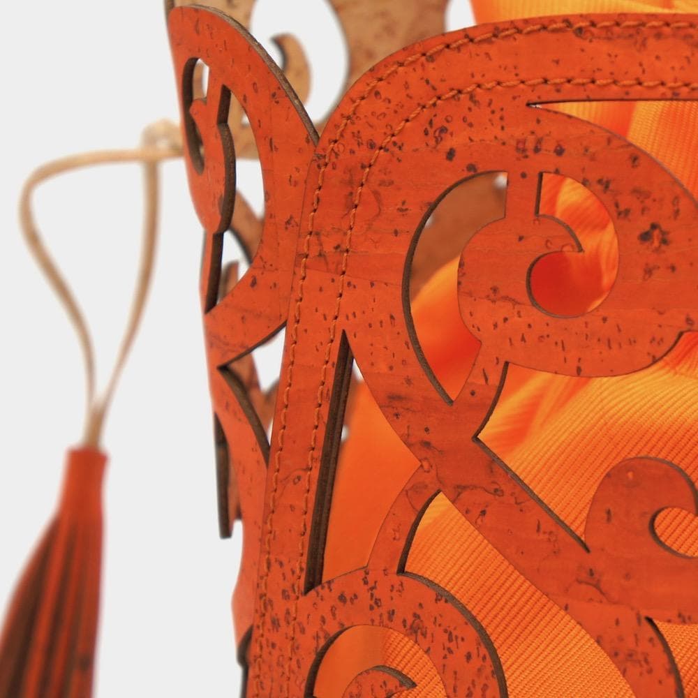 Cork Basket Bag - Orange