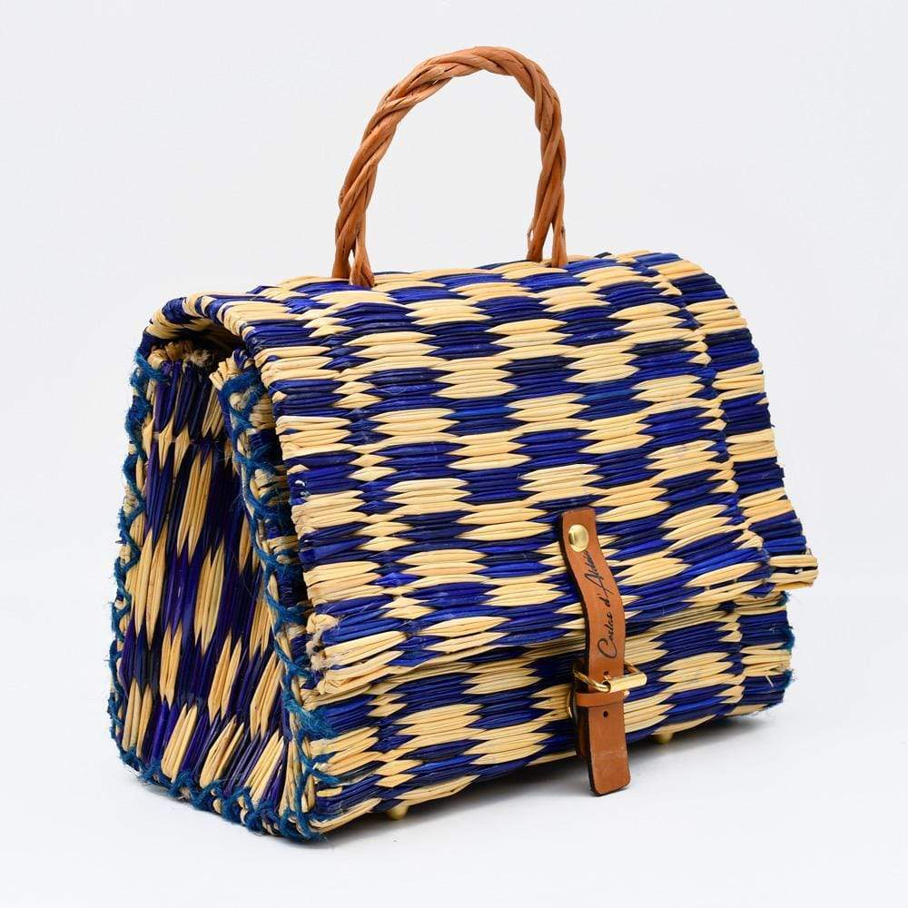 Reed Satchel Bag 9.8'' - Blue & Natural