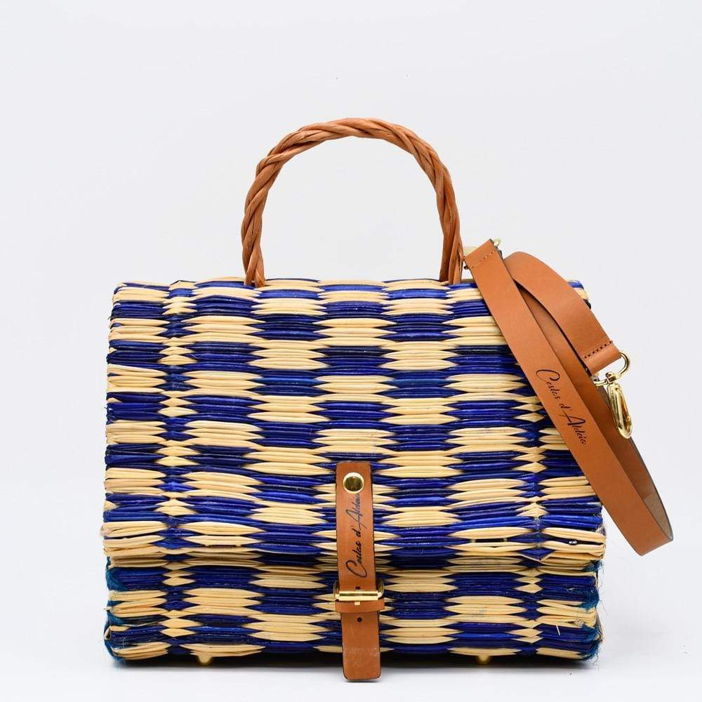 Reed Satchel Bag 9.8'' - Blue & Natural