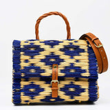 Reed Satchel bag - 30cm - Blue & natural
