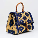 Reed Satchel bag - 30cm - Blue & natural