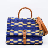 Reed Satchel Bag - 30cm - Blue & Natural