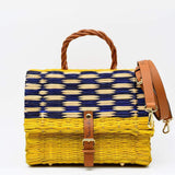 Reed Satchel Bag - 25cm - Yellow & Blue