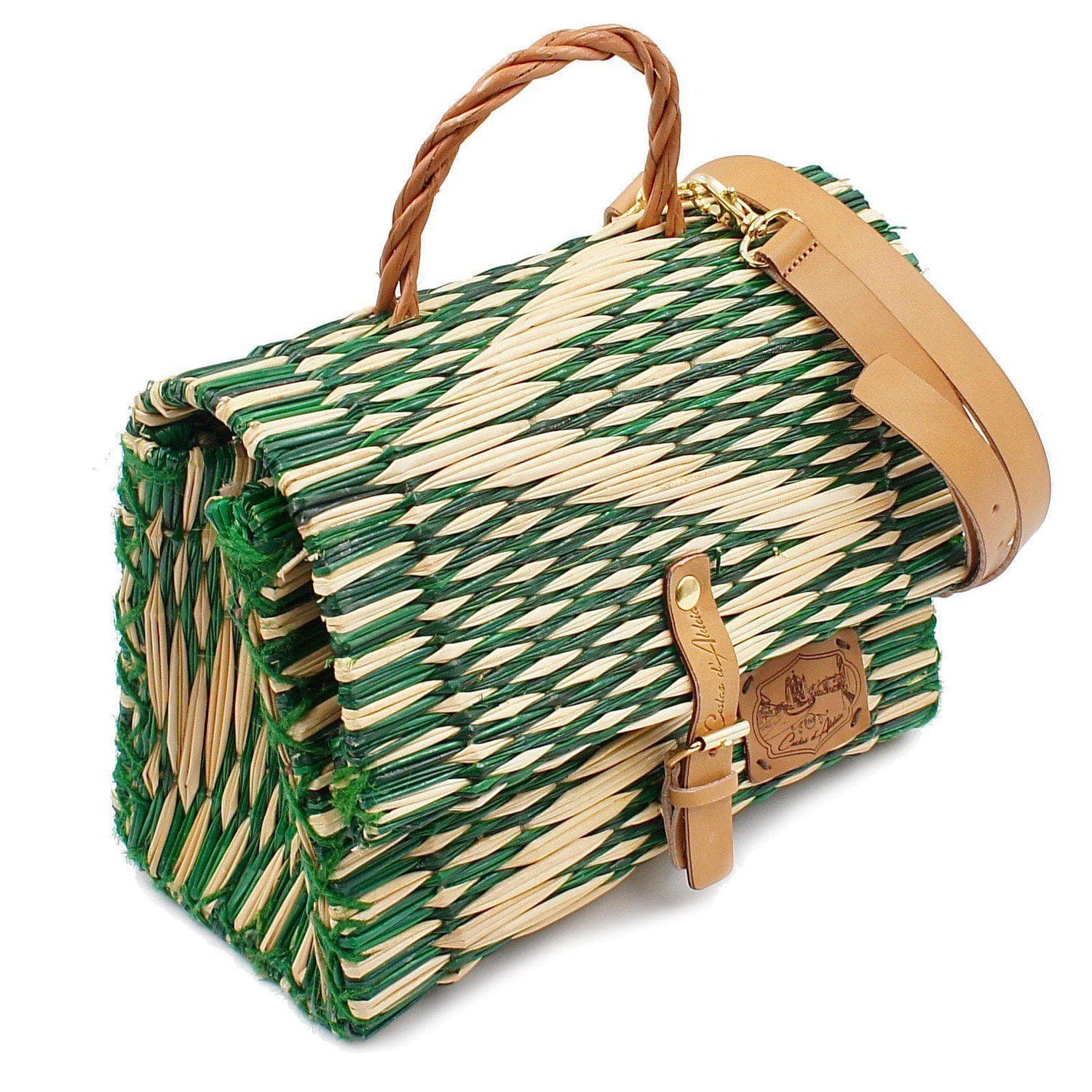 Reed Satchel Bag - 25cm - Geen & Natural