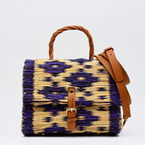 Reed Satchel bag - 25cm - Purple & natural
